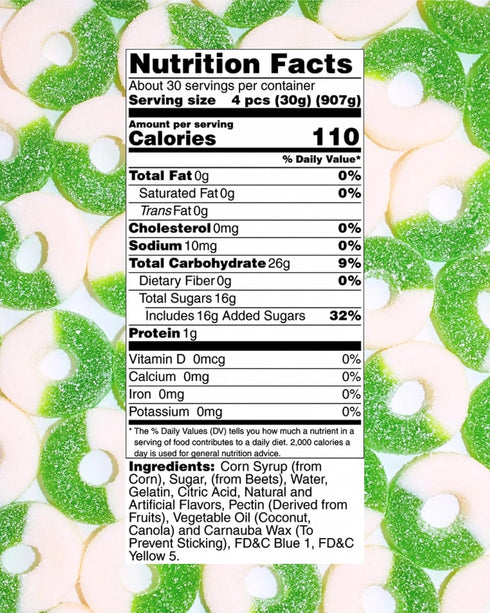 Gummy Gummy (2 Green Apple Rings Candy - Fresh, Soft, and Chewy Sugar Dusted Gourmet Green Apple Rings Candy, by Queen