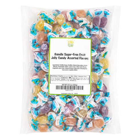 1 Bonelle Sugar Free Fruit Jelly Candy | Pound Bag | Individually Wrapped Sugar Free Candy | Naturally Flavored Dye