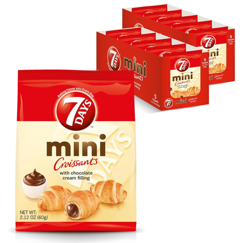 7Days Mini Croissant Pouches, Chocolate Filling, Individual Size Snack Bag, On the