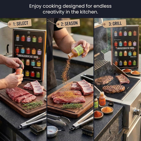 Set 20 Pack BBQ Grill Spice Glass Bottles Gourmet Seasoning Variety Rubs for Steak Chicken and Grilling BBQ Gift