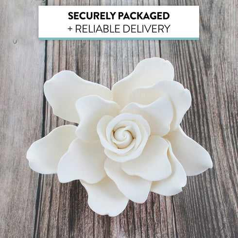 1 Count Global Sugar Art Gardenia Sugar Cake Flowers Jumbo White with Wire, by Chef Alan Tetreault
