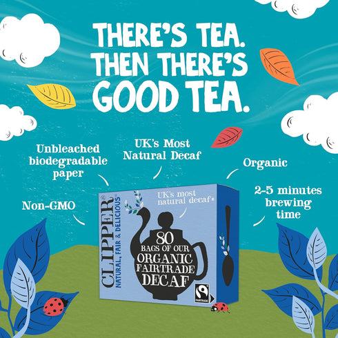 1 Pack, 80 Clipper Tea, Organic Decaf, Plant-Based, Decaffeinated Black Tea, Great Over Ice, Unbleached Tea Bags