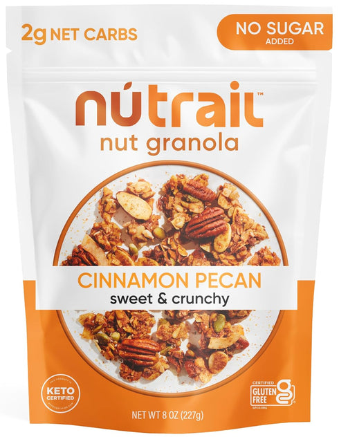 NuTrail Nut Granola Cereal, Cinnamon Pecan, No Sugar Added, Gluten Free, Keto, Low Carb, 8 oz.
