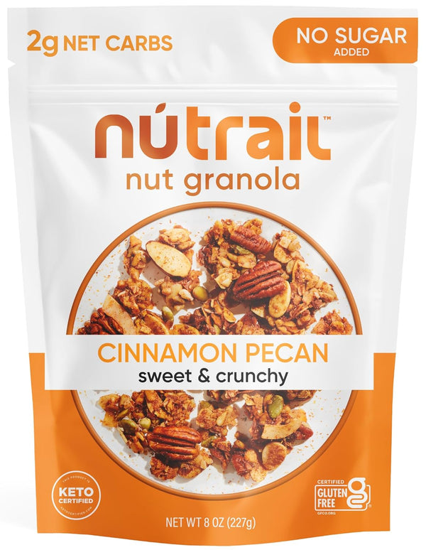 NuTrail Nut Granola Cereal, Cinnamon Pecan, No Sugar Added, Gluten Free, Keto, Low Carb, 8 oz.