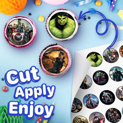 30 Edible Cupcake Toppers - Heroic Warriors Party Collection, Edible Cake Decorations