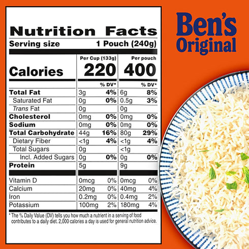 Dish,8.5 oz Pouch,(Pack 24) BEN'S ORIGINAL Ready Rice Basmati Rice,Easy Side