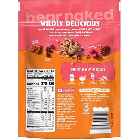 Kellogg's 12oz (1 (Pack 2) Bear Naked Granola Cereal, Breakfast Snacks, Fruit and Nut, Bag Bag)