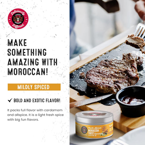 Sauce Goddess Moroccan Twist Fresh Spice Blend, Vegan All-Natural, Gluten Free, 2 (1.75g) Tin Cans
