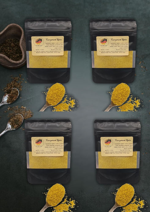 4x Mild German Curry Powder Currywurst Seasoning - Traditional Recipe for Sausages and More