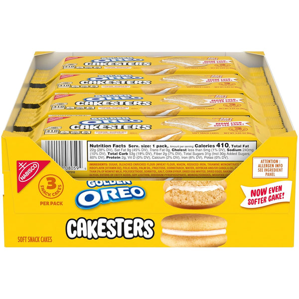 OREO Golden Cakesters Soft Snack Cakes, 8-3.03 oz Snack Packs