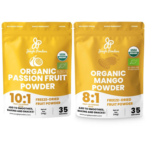 Jungle Powders Organic Passion Fruit Powder 5oz & Organic Mango Powder 5oz