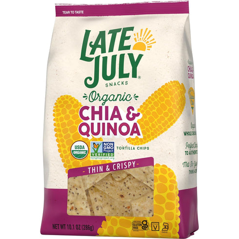 10.1 Oz Late July Chia & Quinoa Organic Tortilla Chips, Bag