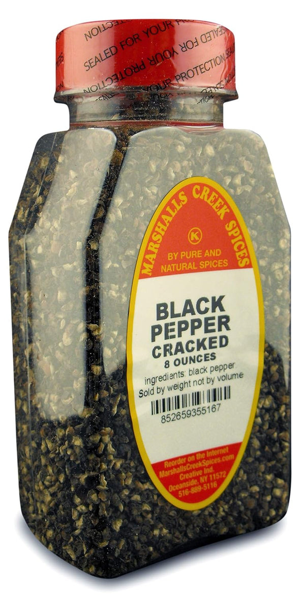 Large Jars of Freshly Packed Cracked Black Pepper, Spices, Herbs, Seasoning