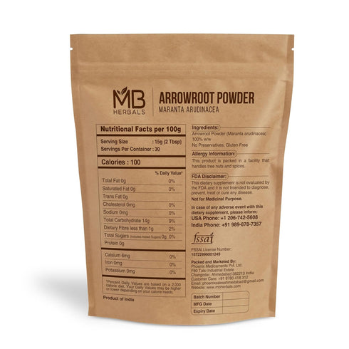 1 LB 16 oz 454g MB Herbals Arrowroot Flour Powder | Arrowroot Starch / for Baking Cornstarch Substitute | Gluten Free