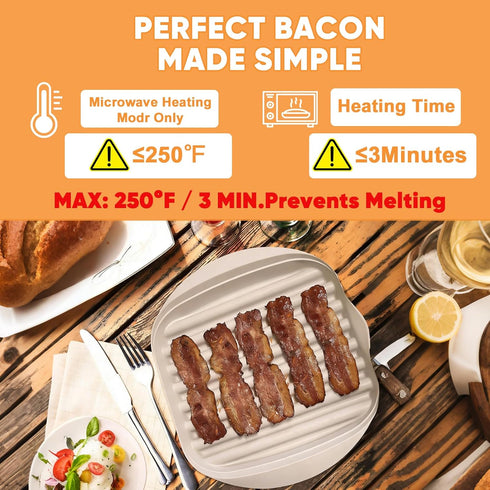 goduog Microwave Bacon Cooker with Lid - Efficient Oil Draining Tray for Healthier, Crispy Bacon | Also for Sausages