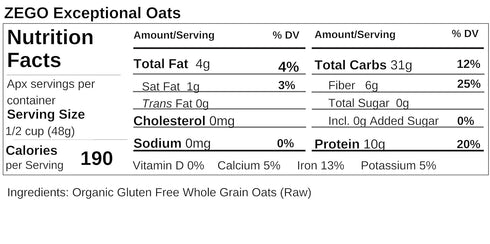 14oz 2 (28oz ZEGO Double Protein Raw Oats, Organic, Purity Protocol Gluten Free, GIyphosate Free, Bags, Bundle of Bags