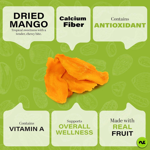 (48oz, 3 LB) NUT CRAVINGS - Dried Mango Slices, Lightly Sweetened Sweet Healthy Snack, Vegan, Kosher, Resealable Bag
