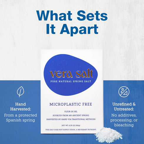 180g Pack Vera Salt Fleur de Sel Spring Salt HandHarvested Crystals from Spain Naturally Formed with Delicate Crunch