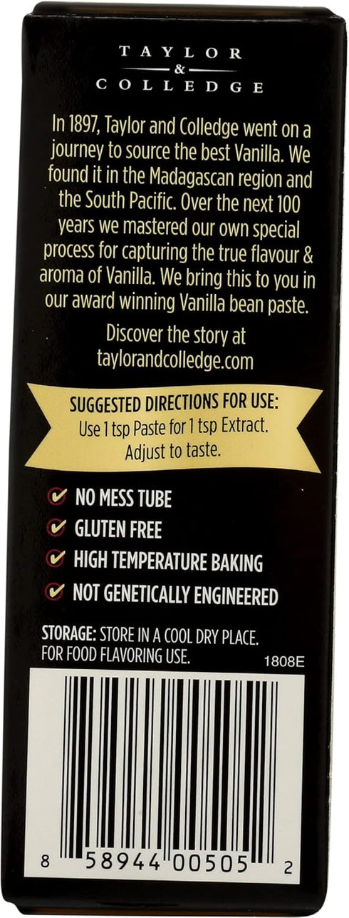 Taylor & Colledge Organic Vanilla Bean Paste with Seeds, 1.7oz Tube