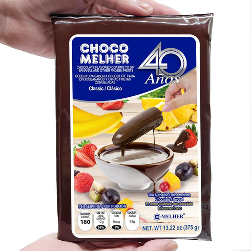 2 Pack Frozen 2 13.22 oz CHOCOMELHER Clasico - Milk Chocolate Flavored Coating for Chocobananos - Cobertura de