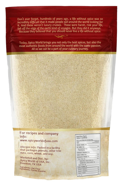 Spicy World 4 (64oz) Oat Flour Whole Grain Pound Bag - Pure, USA Grown, For Baking & More, Non-GMO, Great Wheat