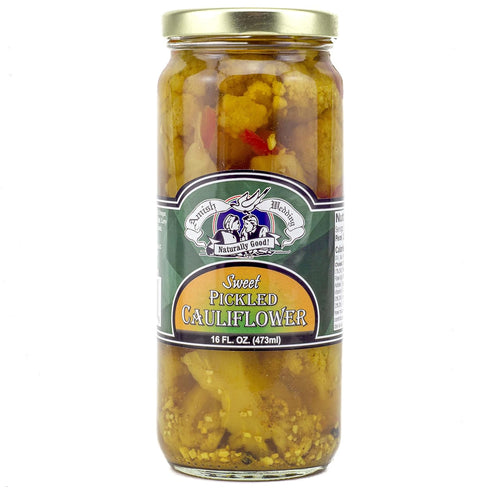 16 oz (2 Amish Wedding Sweet Pickled Cauliflower, Glass Jars Jars)