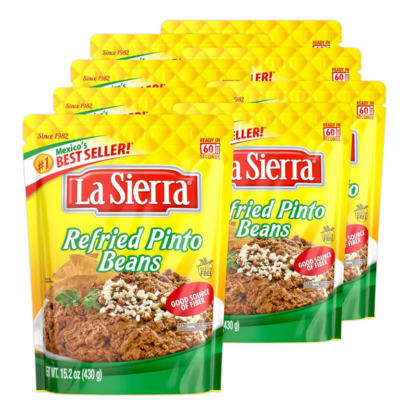 La Sierra Refried Pinto Beans, Ready-to-Eat Vegetarian Refried Beans, 15.2 oz Pouch