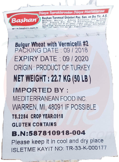Bashan #2 (pack 1) bulgar yellow wheat with Vermicelli