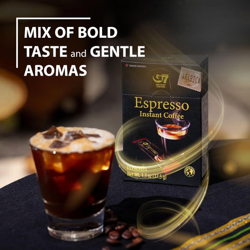 TRUNG NGUYEN G7 ESPRESSO Instant Coffee, Pure Arabica Beans, Strong & Rich Vietnamese Instant Energy Coffee (15