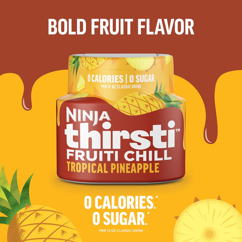 17, 12oz 3 Pack, Ninja Thirsti Flavored Water Drops, FRUITI CHILL Tropical Pineapple, Bold Fruit Flavor, Sparkling