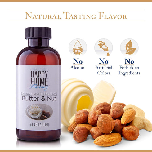 4 oz. Happy Home Flavoring Imitation Butter & Nut Baking Flavor Emulsion - Certified Kosher