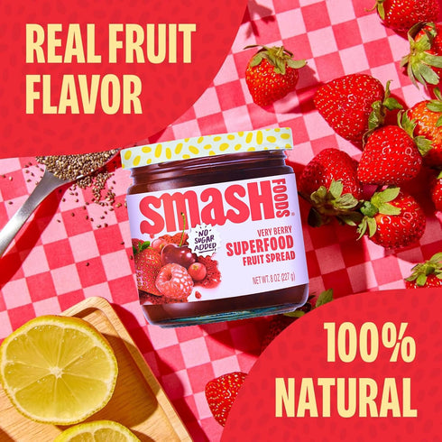 Smash Foods 8 oz Very Berry Superfood Fruit Spread, No Sugar Added