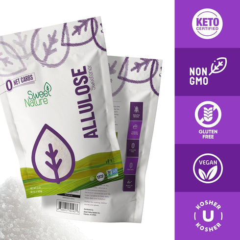 3 lb Sweet Nature Allulose Sweetener Resealable Bag, Keto Sugar Substitute, Non-GMO, Gluten-Free, Kosher, Zero Calorie