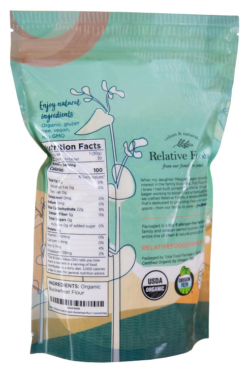 100% 2lb Organic Buckwheat Flour Naturally Buckwheat Powder Whole Grain, Non-GMO, High Fiber Organic Gluten Free Flour
