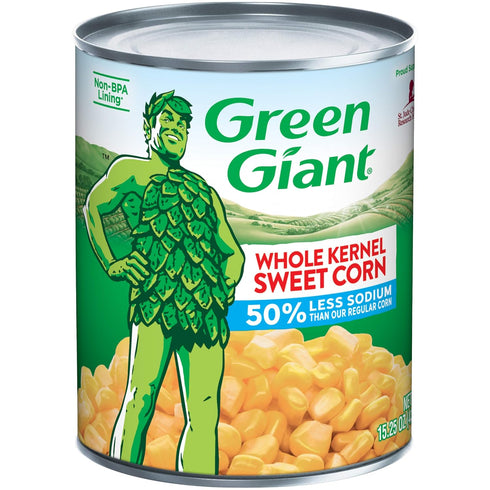 Green Giant 50% Less Sodium Whole Kernel Sweet Corn, 15.25 Ounce Can