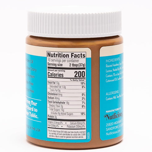 (13 oz), 4g NUTLICIOUS Hazelnut Butter Spread Spreadable Roasted Hazelnuts with Silky-Smooth Texture, Made in the USA