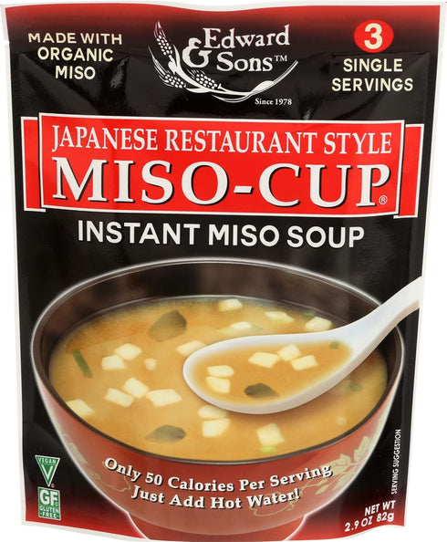 Edward & Sons Organic Japanese Restaurant Stle Miso Cup Instant Soup, 2.9