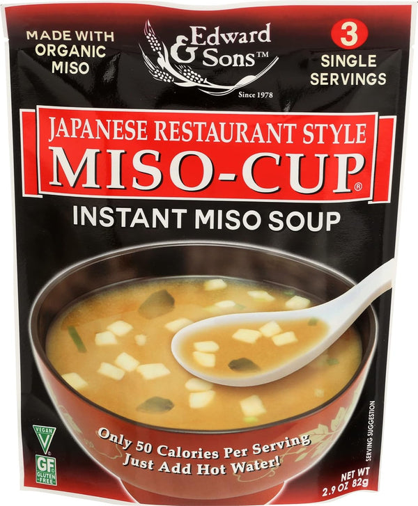 Edward & Sons Organic Japanese Restaurant Stle Miso Cup Instant Soup, 2.9