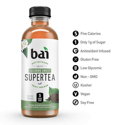 18 Bai Iced Tea, Socorro Sweet, Antioxidant Infused Supertea, Fluid Ounce Bottle