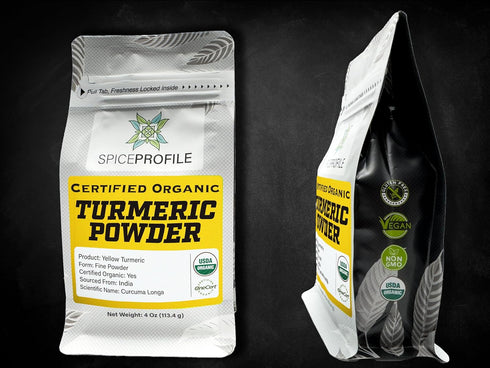 Organic Turmeric Powder (Curcumin) from India by Spice Profile, USDA Certified Organic, 4oz Resealable Pouch