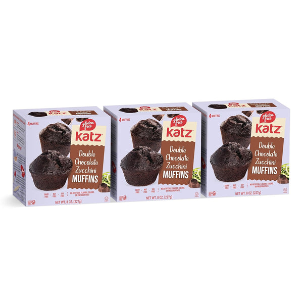 Katz Gluten Free Double Chocolate Zucchini Muffins. A Rich Chocolate Muffin With