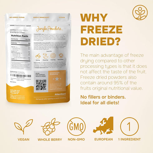5 3rd Yellow Raspberry Powder Ounce Bag - Party Lab Tested Himalayan Golden Freeze Dried Raspberries Fruit Dehydrated