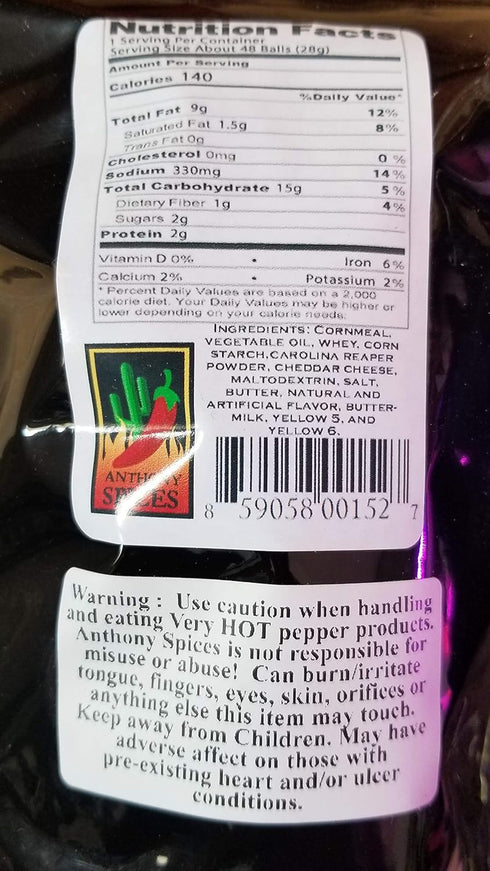 Anthony Spices Carolina Reaper Cheese Balls - Fiery Snack Delight