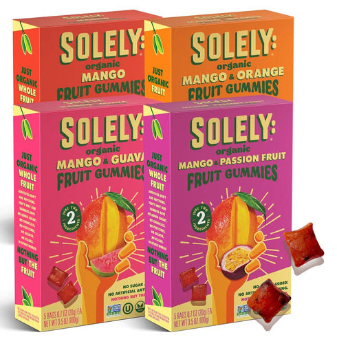 SOLELY - Organic Mango Whole Fruit Gummies Variety Pack (4 Flavors, 5