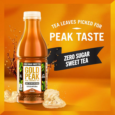 16.9 oz, 6 Pack Gold Peak Iced Tea, Zero Sugar Sweet Tea Bottles, fl