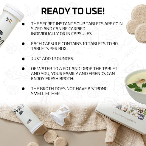 30 Tablets - Seoul Soup Secrets, Instant Korean Soup Tablet, Seafood Vegetable Stock Broth, Made in Korea