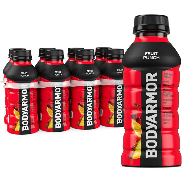 BODYARMOR Sports Drink, Fruit Punch, Electrolyte Drink Hydration, 12 Fl Oz Bottles