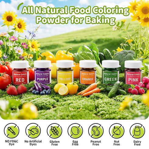 Set 6 Yellow,3g/Jar Natural Food Coloring Powder - Colors Water Based Vivid Powder Food Color Dye, No Artifical