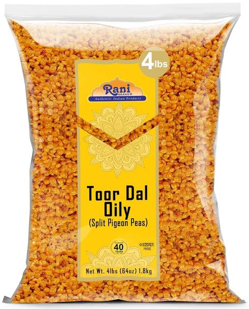 Rani Toor Dal (Split Pigeon Peas) Oily, 64oz (4lbs) 1.81kg Bulk ~