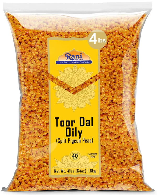 Rani Toor Dal (Split Pigeon Peas) Oily, 64oz (4lbs) 1.81kg Bulk ~